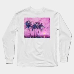 Palms Under Purple Sky Long Sleeve T-Shirt